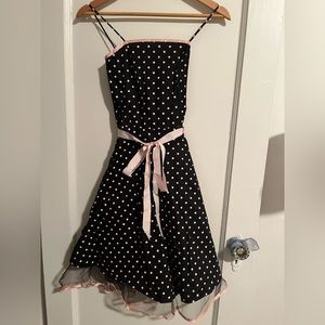 💕 pink polka dot strap dress s
